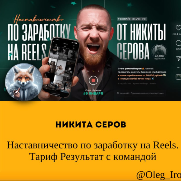 Никита Серов Наставничество по заработку на Reels. Тариф Результат с командой